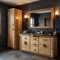 Cedar Linen Cabinet: Some lifestyle images are created with AI for visualization purposes. Crafted from natural solid wood, each piece is unique and will vary.