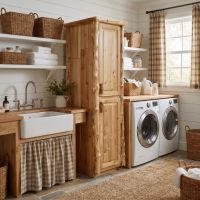 Cedar Linen Cabinet: Some lifestyle images are created with AI for visualization purposes. Crafted from natural solid wood, each piece is unique and will vary.