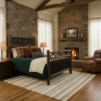 Rustic Hickory Bed: Some lifestyle images are created with AI for visualization purposes. Crafted from natural solid wood, each piece is unique and will vary.