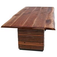 Reclaimed Wood Organic Dining Table - Live Edge Black Walnut Tabletop - Natural Clear Tabletop Finish