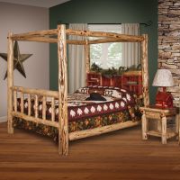 Rust Valley Red Cedar Log Canopy Bookshelf Bed