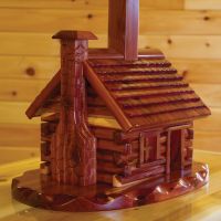 Rust Valley Red Cedar Log Cabin Table Lamp