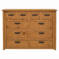 Rustic Farmhouse 10 Drawer Dresser in Honey Finish