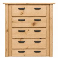 Rustic Farmhouse Concealment 5 Drawer Chest in Clear Finish