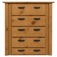 Rustic Farmhouse Concealment 5 Drawer Chest in Honey Finish
