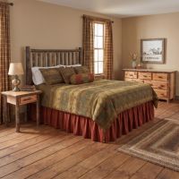 Hickory Log Headboard: Some lifestyle images are created with AI for visualization purposes. Crafted from natural solid wood, each piece is unique and will vary.