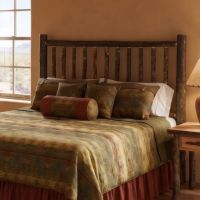 Hickory Log Headboard: Some lifestyle images are created with AI for visualization purposes. Crafted from natural solid wood, each piece is unique and will vary.