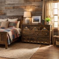 Barnwood 7 Drawer Dresser: Some lifestyle images are created with AI for visualization purposes. Crafted from natural solid wood, each piece is unique and will vary.
