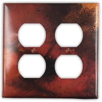 Rojo y Negro 2 Outlet Copper Switch Plate
