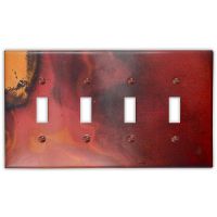 Rojo y Negro 4 Toggle Copper Switch Plate