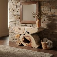 Rustic Entry Way Table: Some lifestyle images are created with AI for visualization purposes. Crafted from natural solid wood, each piece is unique and will vary.