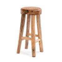 Round Teak Pub Stool