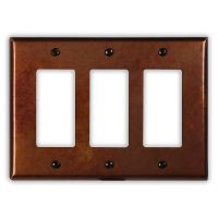 Rustic 3 Rocker/GFI Copper Switch Plate