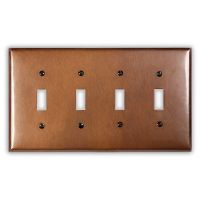 Rustic 4 Toggle Copper Switch Plate