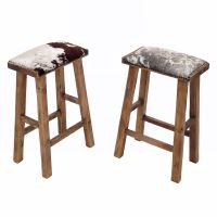 Rustic Farmhouse Cowhide Bar Stools