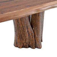 Rustic Live Edge Natural Tree Stump Dining Table - Black Walnut Tabletop - Natural Clear Tabletop Finish - Rustic Barnwood Base Finish