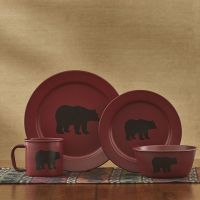 Rustic Black Bear Enamel Dinnerware