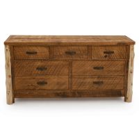 Rustic Cedar Post Barnwood 7 Drawer Dresser - Antique Barnwood Finish