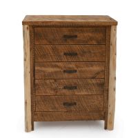 Rustic Cedar Post Barnwood Chest of Drawers - 5 Drawers - Antique Barnwood Finish