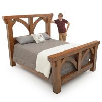 River Rustic Open Arch Barnwood Timber Bed - Antique Barnwood Finish