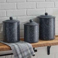 Rustic Gray Granite Enamel Canister Set