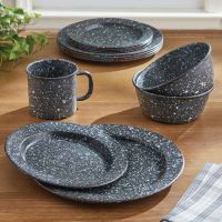 Rustic Gray Granite Enamel Dinnerware