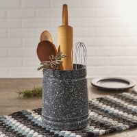 Rustic Gray Granite Enamel Utensil Crock