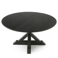 CUSTOM FINISH - Rustic Natural Hardwood Pedestal Dining Table - Chamfer Edge Smooth Alder Table Top - CUSTOM Ebony Finish