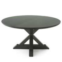 CUSTOM FINISH - Rustic Natural Hardwood Pedestal Dining Table - Chamfer Edge Smooth Alder Table Top - CUSTOM Ebony Finish