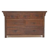Rustic Oak Seven Drawer Dresser