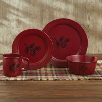 Rustic Pinecone Red Enamel Dinnerware