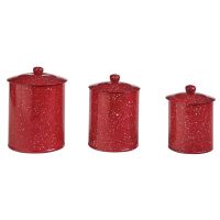 Rustic Red Granite Enamel Canister Set