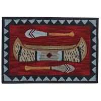 Rustic River Canoe Hooked Area Rug