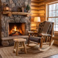 Aspen Log All Purpose Stool: Some lifestyle images are created with AI for visualization purposes. Crafted from natural solid wood, each piece is unique and will vary.