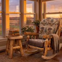 Aspen Log All Purpose Stool: Some lifestyle images are created with AI for visualization purposes. Crafted from natural solid wood, each piece is unique and will vary.