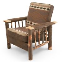 Saranac Hickory Deluxe Log Chair - Apache Stone Dark fabric