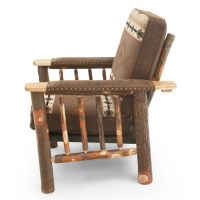 Saranac Hickory Deluxe Log Chair - Apache Stone Dark fabric