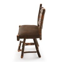 Saranac Hickory Upholstered Cowhide Straight Back Swivel Bar Stool