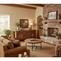 Rustic Sideboard: Some lifestyle images are created with AI for visualization purposes. Crafted from natural solid wood, each piece is unique and will vary.