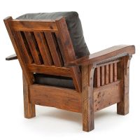 Stony Brooke Rustic Reclaimed Chair - Stationary Lounge- Hampton Molasses Genuine Leather Cushions