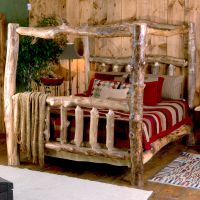 Yellowstone Rustic Aspen Log Canopy Bed | Clear finish