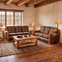 Rustic Coffee Table: Some lifestyle images are created with AI for visualization purposes. Crafted from natural solid wood, each piece is unique and will vary.