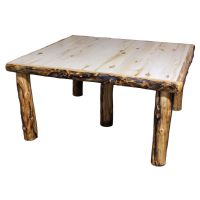 Beartooth Aspen Square Log Dining Table - 60" - Natural Panel & Gnarly Log