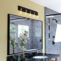 Seward Park 5-Light Black and Satin Brass Vanity Light