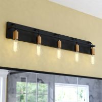 Seward Park 5-Light Black and Satin Brass Vanity Light