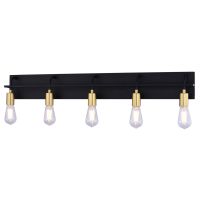 Seward Park 5-Light Black and Satin Brass Vanity Light