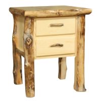 Silverleaf Aspen 2 Drawer Log Nightstand with Flat Drawer Front