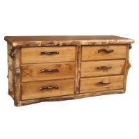 Silverleaf Aspen 6 Drawer Log Dresser with Flat Front Drawers