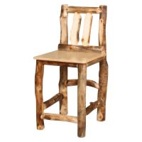 Front view of Silverleaf Aspen Log Bar Stool