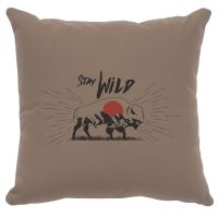 Stay Wild Image Decor Pillow - Taupe Cotton